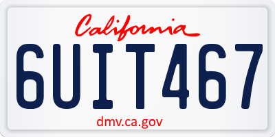 CA license plate 6UIT467