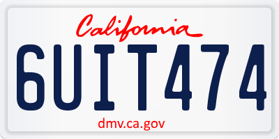 CA license plate 6UIT474
