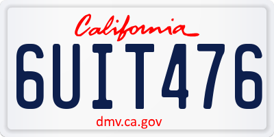 CA license plate 6UIT476