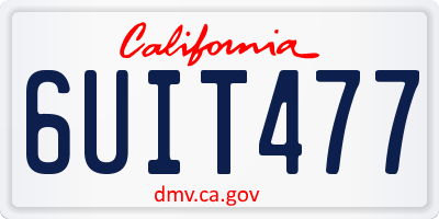CA license plate 6UIT477