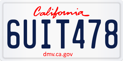 CA license plate 6UIT478