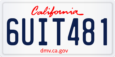 CA license plate 6UIT481