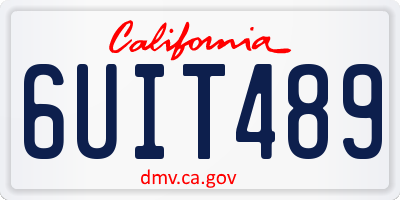 CA license plate 6UIT489
