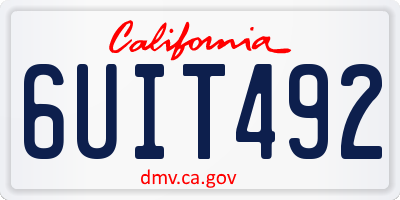 CA license plate 6UIT492