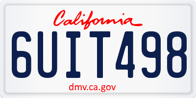 CA license plate 6UIT498