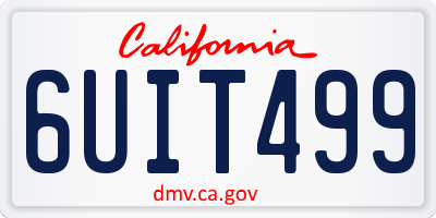 CA license plate 6UIT499