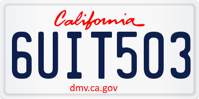 CA license plate 6UIT503