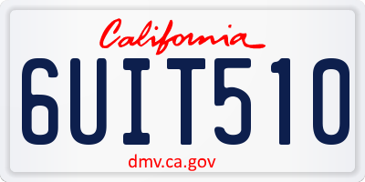 CA license plate 6UIT510