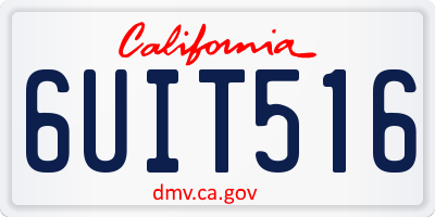 CA license plate 6UIT516