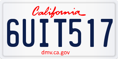 CA license plate 6UIT517