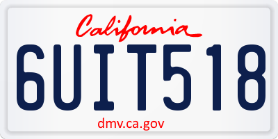 CA license plate 6UIT518