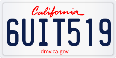 CA license plate 6UIT519