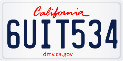 CA license plate 6UIT534