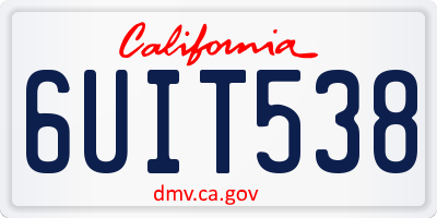 CA license plate 6UIT538