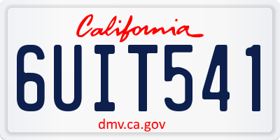 CA license plate 6UIT541