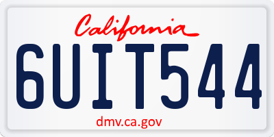 CA license plate 6UIT544