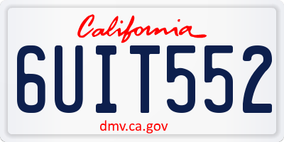 CA license plate 6UIT552