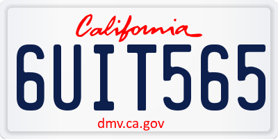 CA license plate 6UIT565