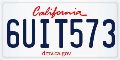 CA license plate 6UIT573