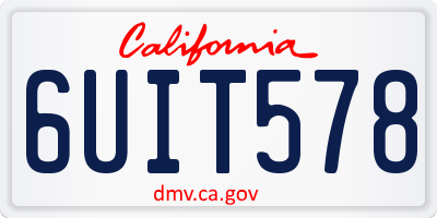 CA license plate 6UIT578