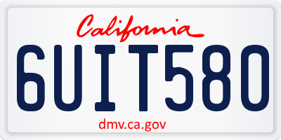 CA license plate 6UIT580