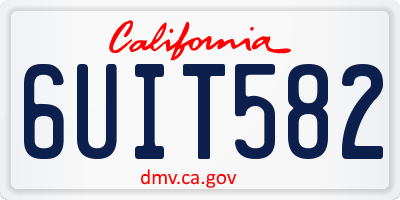 CA license plate 6UIT582