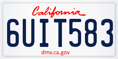 CA license plate 6UIT583