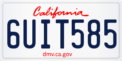 CA license plate 6UIT585
