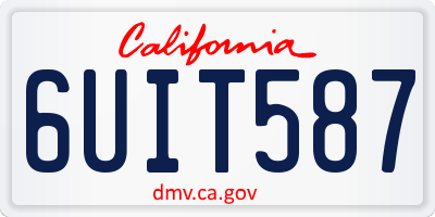 CA license plate 6UIT587