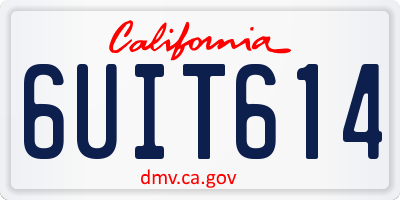 CA license plate 6UIT614