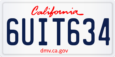 CA license plate 6UIT634
