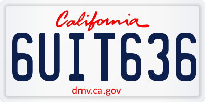 CA license plate 6UIT636