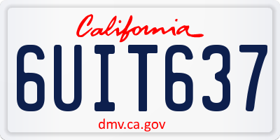 CA license plate 6UIT637