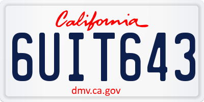 CA license plate 6UIT643