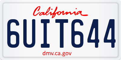 CA license plate 6UIT644