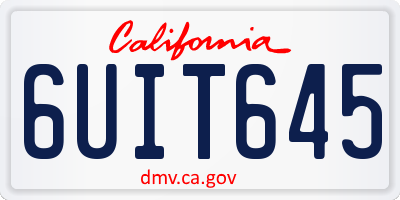 CA license plate 6UIT645