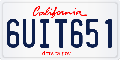 CA license plate 6UIT651