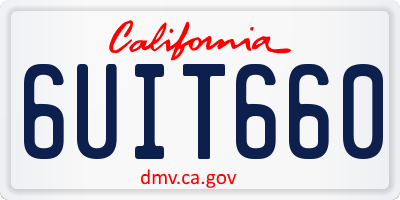 CA license plate 6UIT660