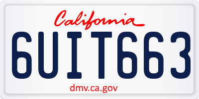 CA license plate 6UIT663