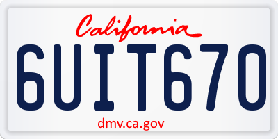 CA license plate 6UIT670