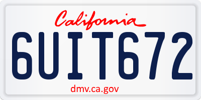CA license plate 6UIT672