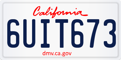 CA license plate 6UIT673