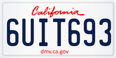 CA license plate 6UIT693