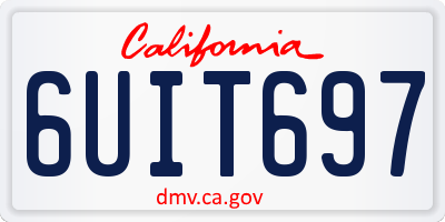 CA license plate 6UIT697