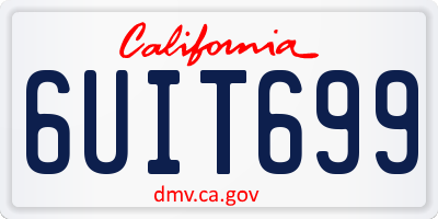 CA license plate 6UIT699
