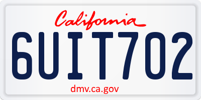 CA license plate 6UIT702