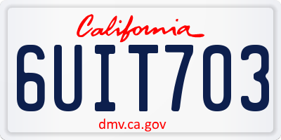 CA license plate 6UIT703