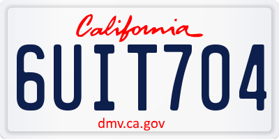 CA license plate 6UIT704