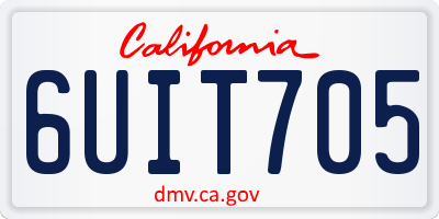 CA license plate 6UIT705