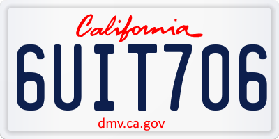 CA license plate 6UIT706
